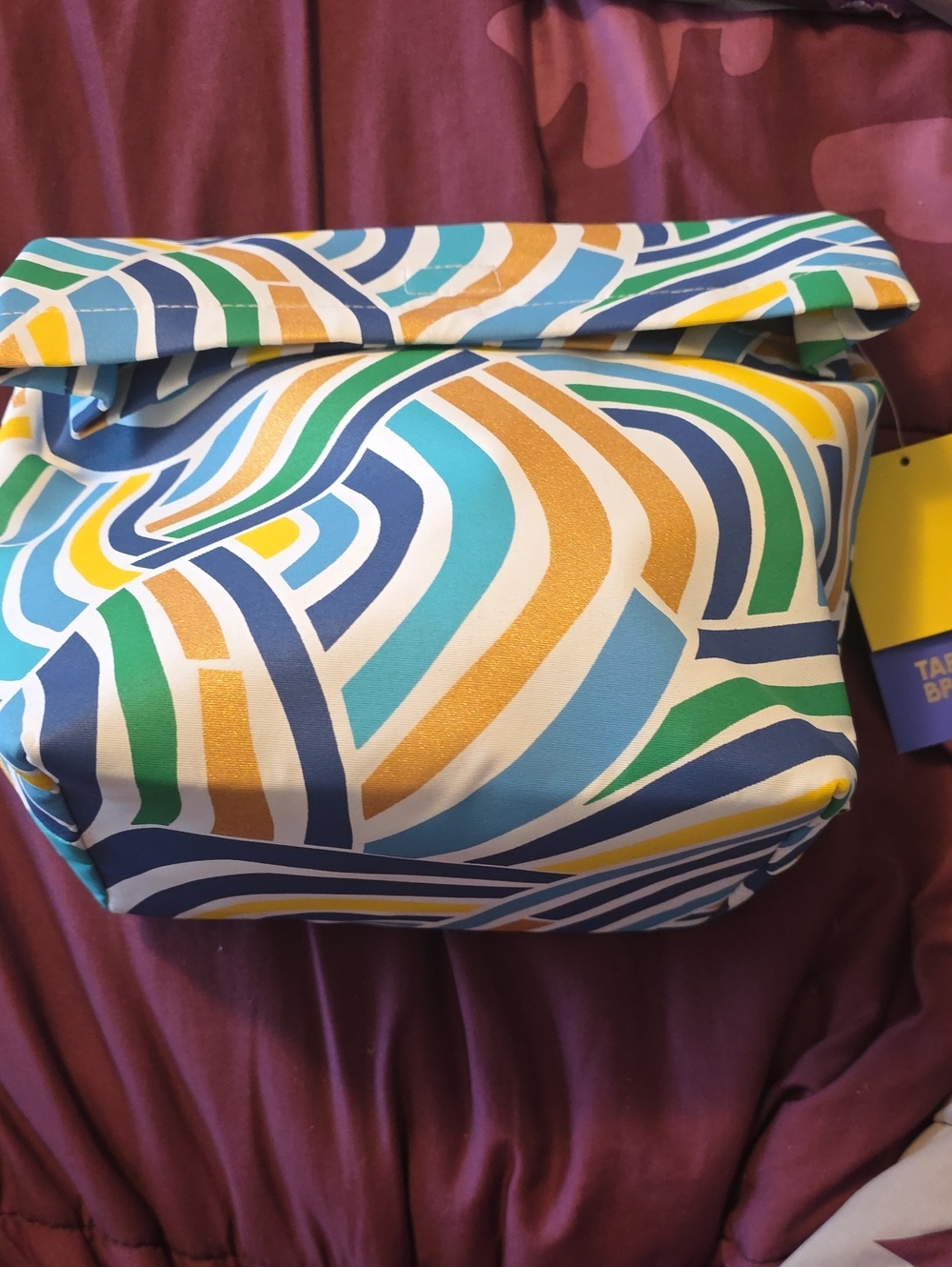 Colorful Geometric Lunch Bag - Blue, Teal, Green, Yellow, Gold